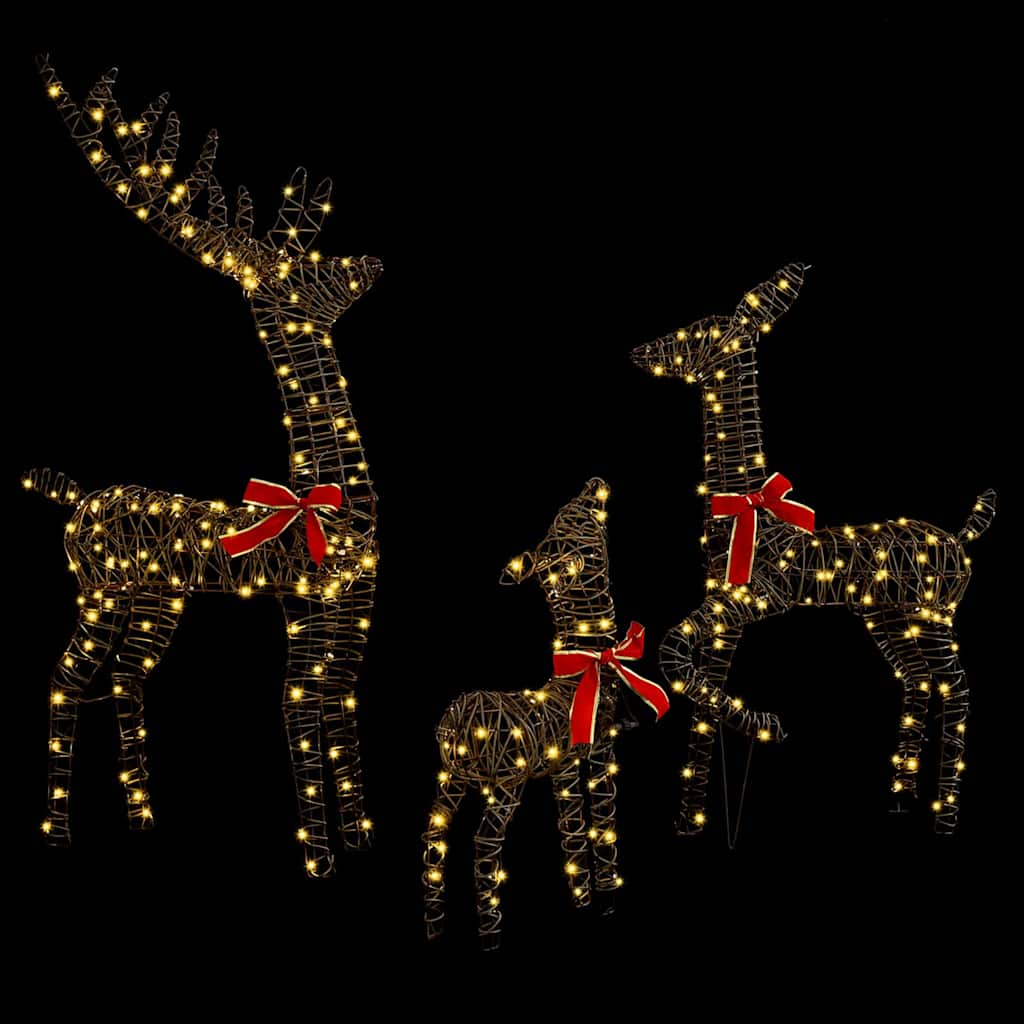 Reindeer Family 3 pcs Warm white 67 x 26 x 127 cm Rattan